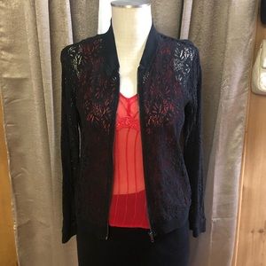 Black Laced Zip Up Jacket